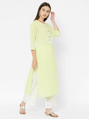 Green printed cotton ethnic-kurtis 3