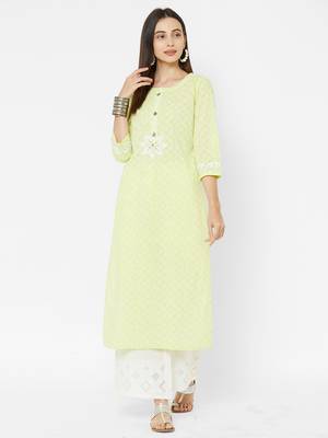 Green printed cotton ethnic-kurtis 4