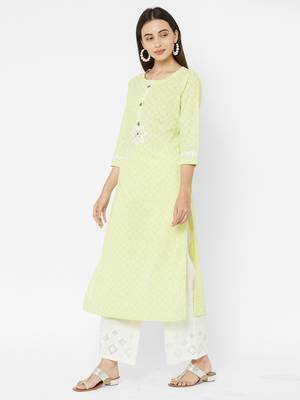 Green printed cotton ethnic-kurtis 5