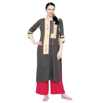 Grey embroidered rayon embroidered-kurtis 1