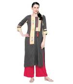 Grey embroidered rayon embroidered-kurtis