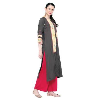 Grey embroidered rayon embroidered-kurtis 3