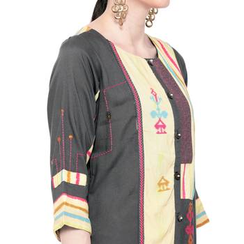 Grey embroidered rayon embroidered-kurtis 4