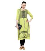 Green embroidered viscose embroidered-kurtis