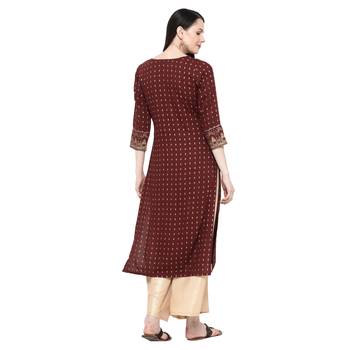 Brown printed rayon ethnic-kurtis 2