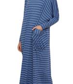 JSDC Women Modest Wear Long Gown Style Strips Pattern Jersey Kaftan