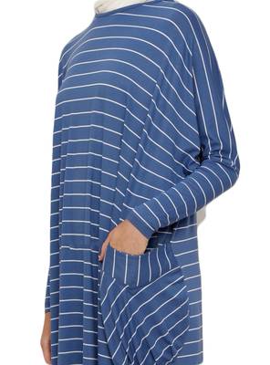 JSDC Women Modest Wear Long Gown Style Strips Pattern Jersey Kaftan 5