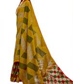 Multicolor printed jute cotton saree with blouse