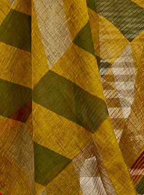 Multicolor printed jute cotton saree with blouse 3