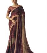 Maroon printed chiffon saree with blouse
