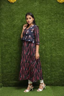 Women Blue Kurti With Jacket  2
