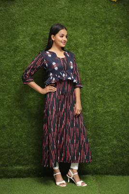Women Blue Kurti With Jacket  3