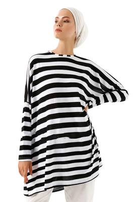 JSDC Modest Wear Strips Printed Short Women Tunic Kaftan Kurta Top 1