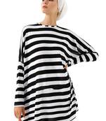 JSDC Modest Wear Strips Printed Short Women Tunic Kaftan Kurta Top