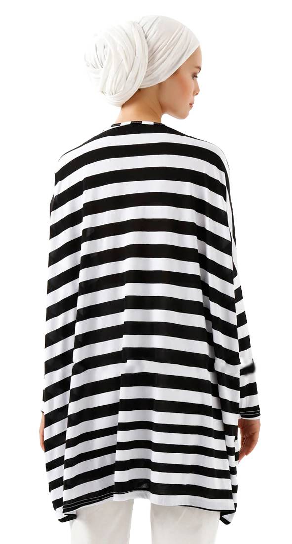 JSDC Modest Wear Strips Printed Short Women Tunic Kaftan Kurta Top