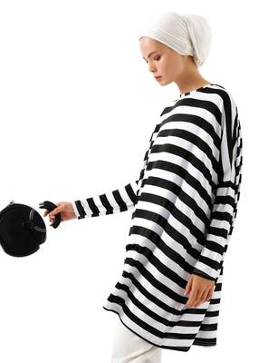 JSDC Modest Wear Strips Printed Short Women Tunic Kaftan Kurta Top 3