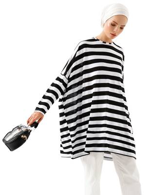 JSDC Modest Wear Strips Printed Short Women Tunic Kaftan Kurta Top 4