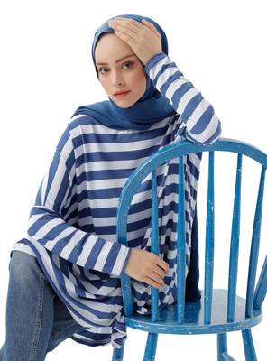 JSDC Women Strip Pattern Printed Style Jersey Kaftan Tops 1