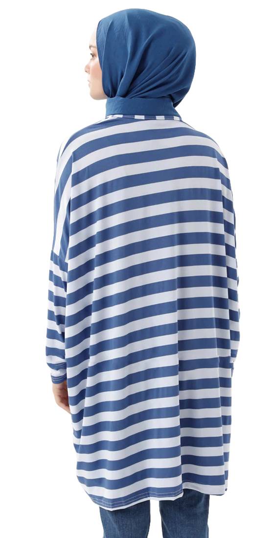 JSDC Women Strip Pattern Printed Style Jersey Kaftan Tops