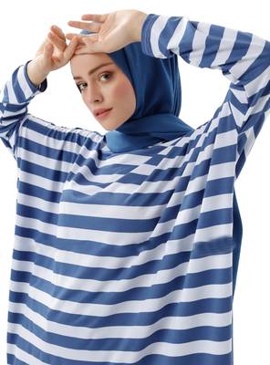 JSDC Women Strip Pattern Printed Style Jersey Kaftan Tops 5