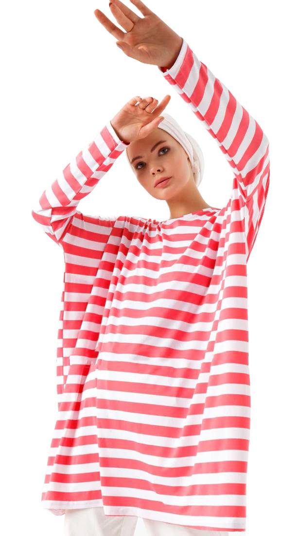 JSDC Stretchable Strips Printed Tunic Kaftan For Women