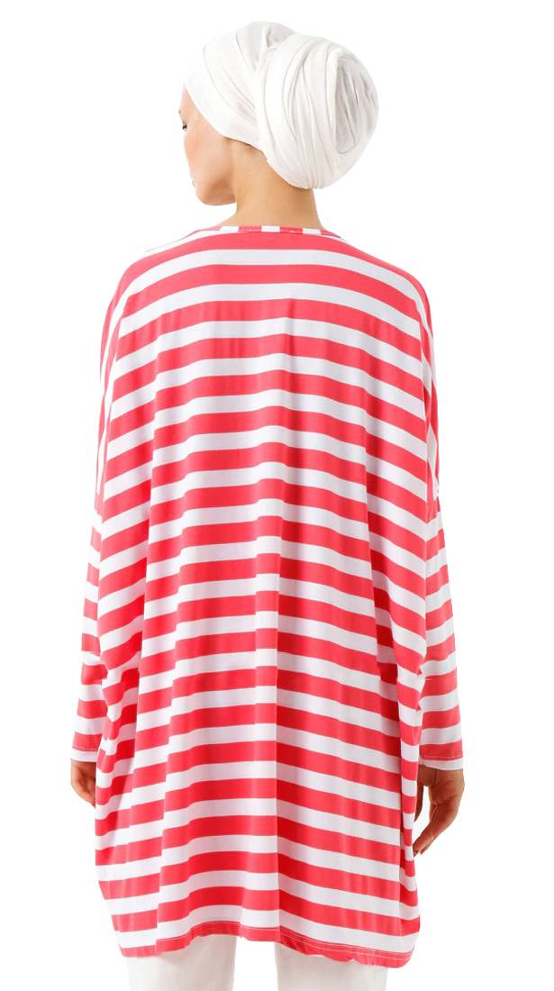 JSDC Stretchable Strips Printed Tunic Kaftan For Women