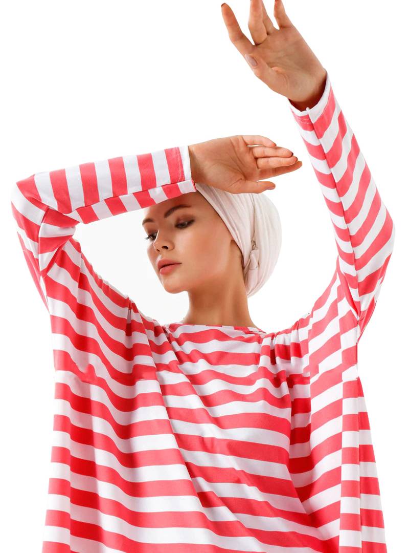 JSDC Stretchable Strips Printed Tunic Kaftan For Women