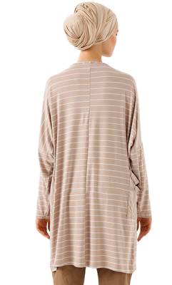 JSDC Pocket Style Strips Printed Short Women Tunic Kaftan Kurta Top 2