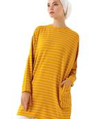 JSDC Women Crew Neck Style Tunic Kaftan Dress With Pockets