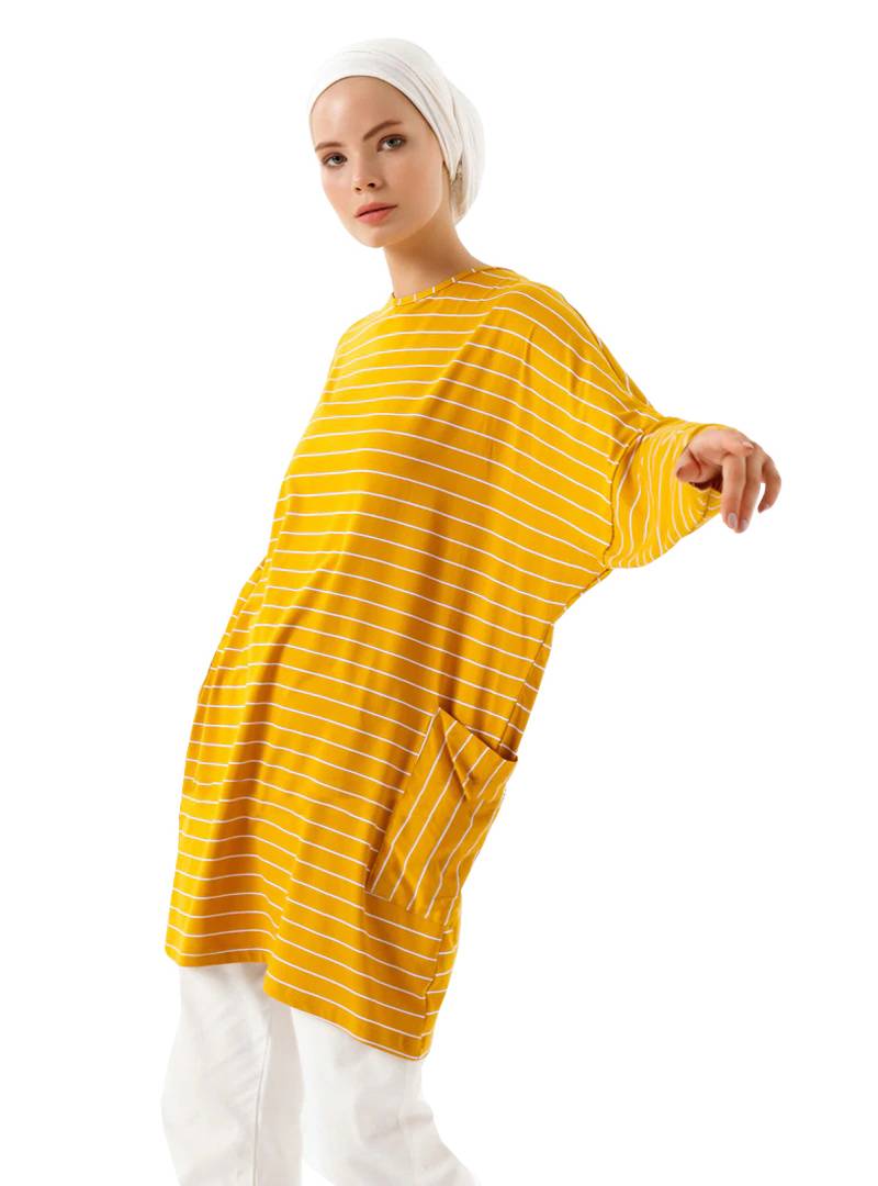 JSDC Women Crew Neck Style Tunic Kaftan Dress With Pockets