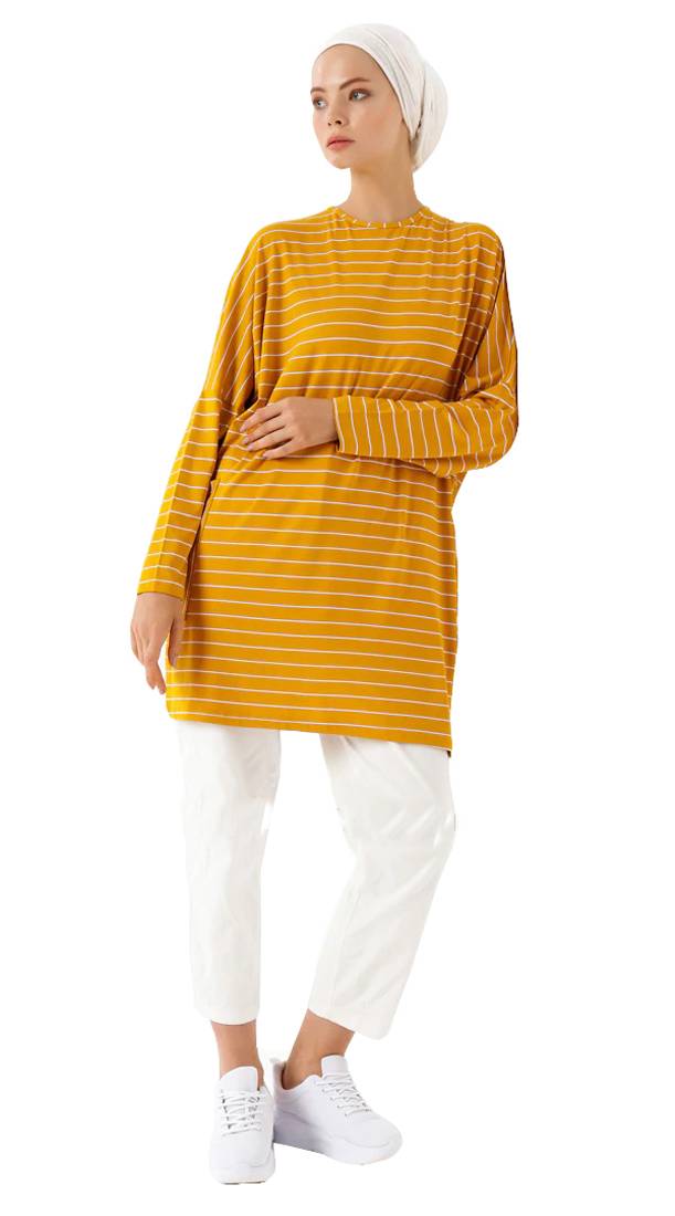 JSDC Women Crew Neck Style Tunic Kaftan Dress With Pockets