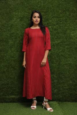 Women Red Long Kurti For Girls 1