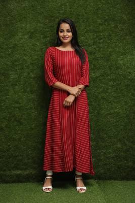 Women Red Long Kurti For Girls 2