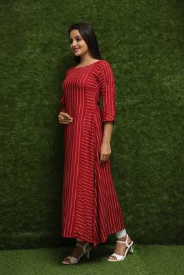 Women Red Long Kurti For Girls 3
