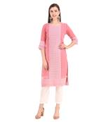 Women's Wear Gajari Lucknow Chikan Needlecraft Faux Georgette Regular Wear Kurti Kurta