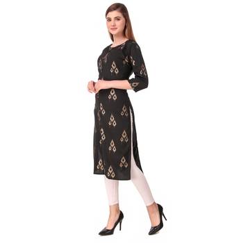 SWAGG INDIA Women's Wear Black Foiled Crepe Kurti 4