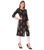 SWAGG INDIA Women's Wear Black Foiled Crepe Kurti