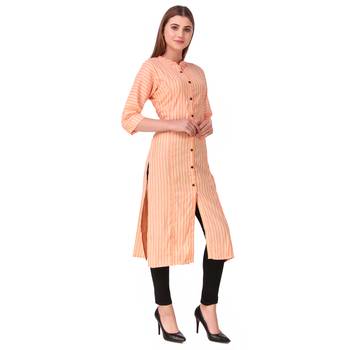 SWAGG INDIA Women's Wear Cotton Striped Kurti 4