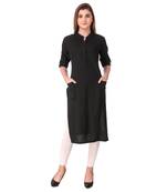 SWAGG INDIA Women's Wear Plain Cotton Kurti with Fold Up Sleeve