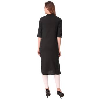 SWAGG INDIA Women's Wear Plain Cotton Kurti with Fold Up Sleeve 2
