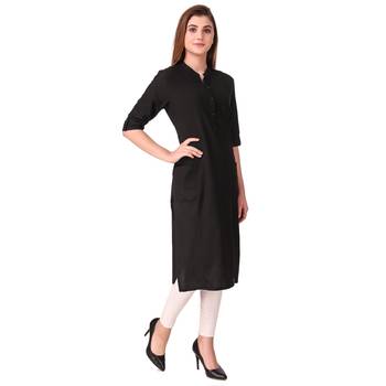 SWAGG INDIA Women's Wear Plain Cotton Kurti with Fold Up Sleeve 4
