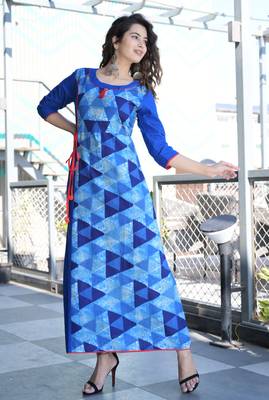 Indigo Printed Cotton A-lline Kurti 2