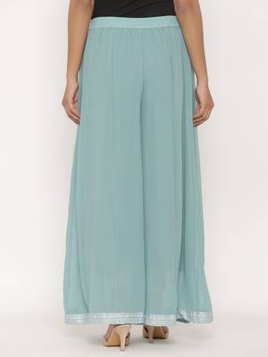 Juniper Mint Georgette Solid Flared Palazzo 1