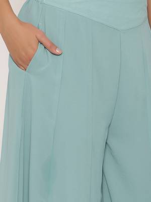 Juniper Mint Georgette Solid Flared Palazzo 5