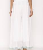 Juniper White Georgette Solid Flared Palazzo