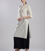 Off white plain cotton silk ethnic-kurtis