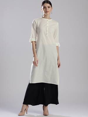 Off white plain cotton silk ethnic-kurtis 2