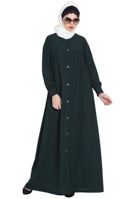 Front open casual abaya- Green 2