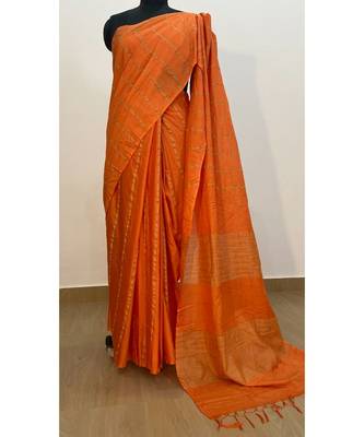 orange Poly Silk Handloom Saree 1