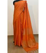 orange Poly Silk Handloom Saree